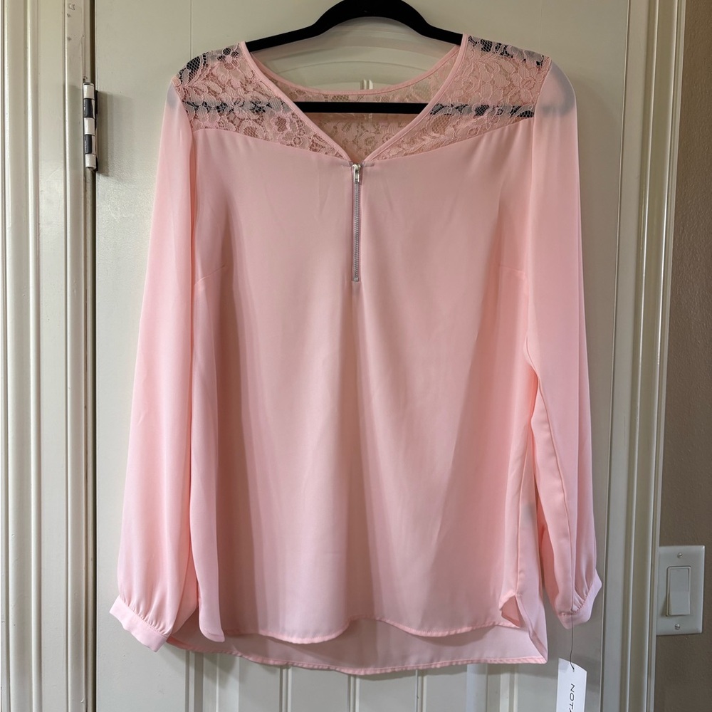 Notations Pink Embellished Long Sleeve Blouse